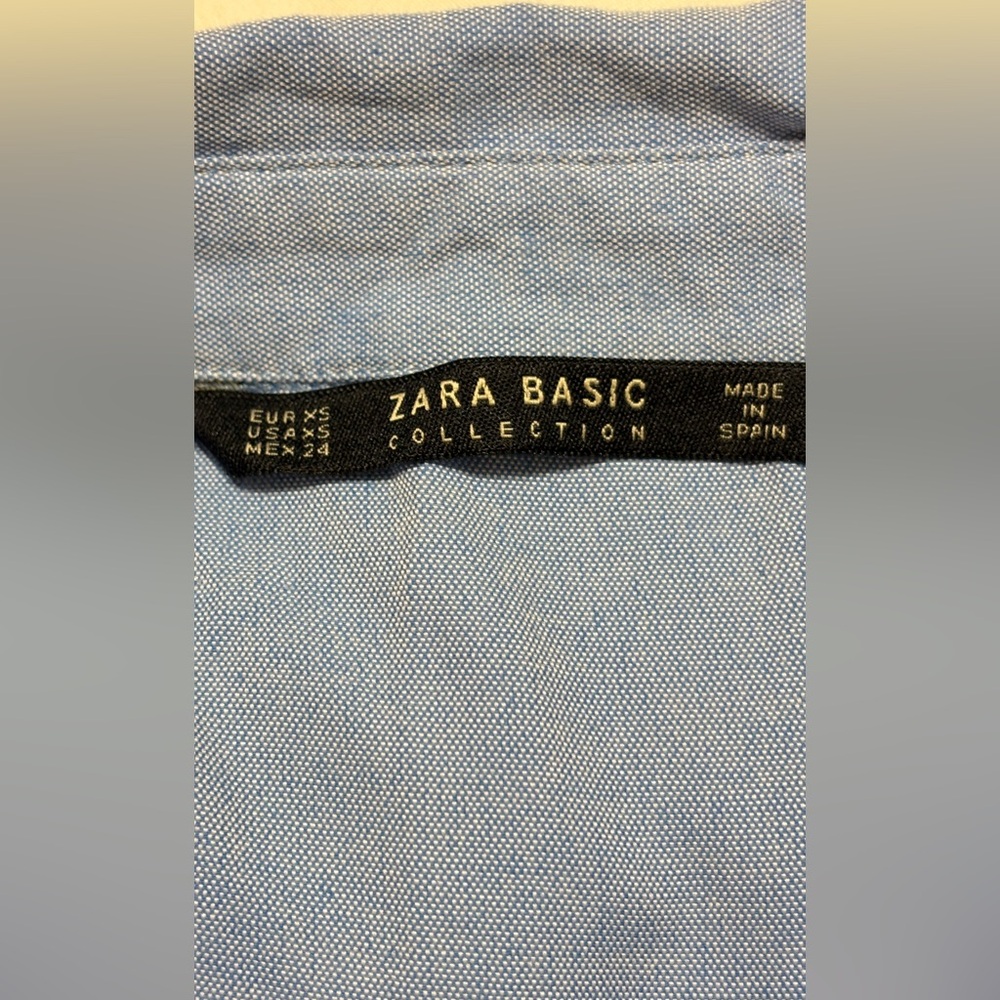Zara Basic Oxford Light Blue Button Down Shirt Wo… - image 3